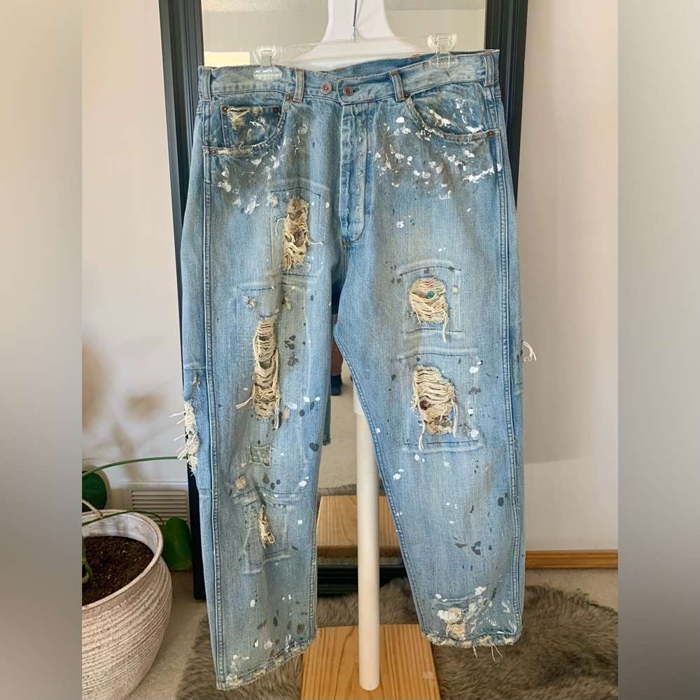 MAGNOLIA PEARL Calico Miner Distressed Denim Trouser Jeans - Picture 2 of 8